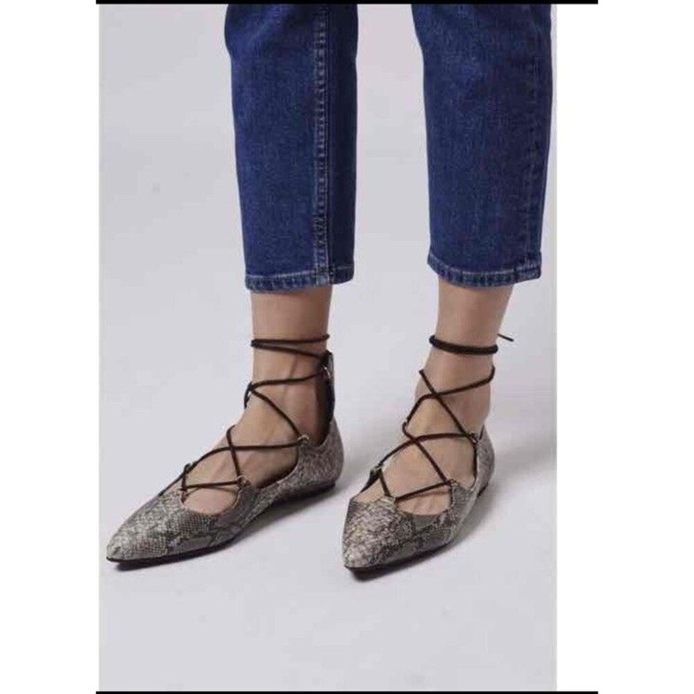 Nordstom Topshop Black 'N Fase Laser' Ghillie Flat  Y2K Vegan 90s sz 7
